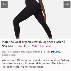 Mate and the label black leggings XS